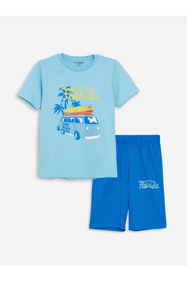 LC Waikiki LC Waikiki Crew Neck Printed Short Sleeve Boys' Shorts Pajamas Set