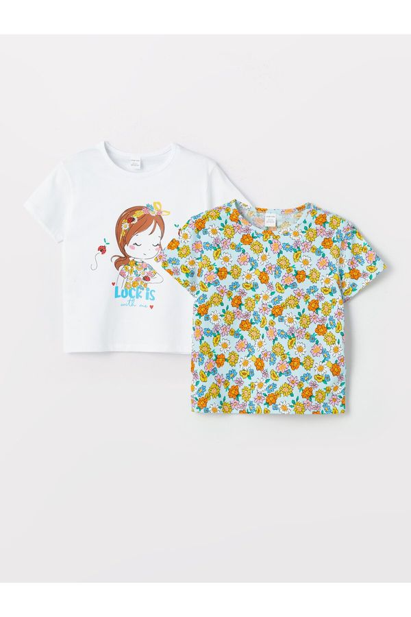 LC Waikiki LC Waikiki Crew Neck Printed T-Shirt for Baby Girl 2-pack