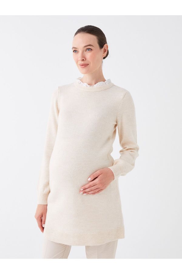 LC Waikiki LC Waikiki Crew Neck Straight Long Sleeve Maternity Knitwear Tunic