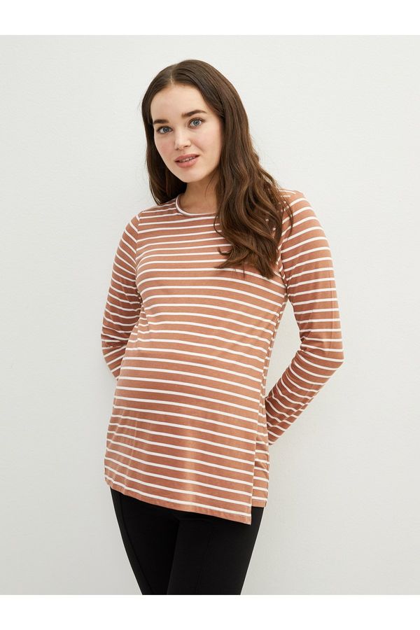 LC Waikiki LC Waikiki Crew Neck Striped Long Sleeve Cotton Maternity T-Shirt