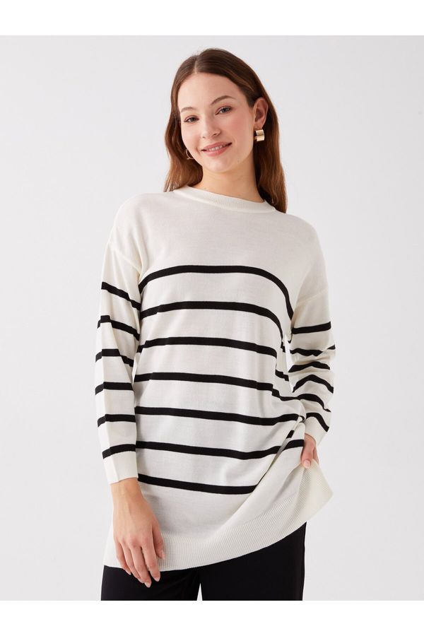 LC Waikiki LC Waikiki Crew Neck Striped Long Sleeve Oversize Women's Knitwear Tunic