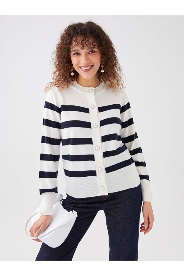 LC Waikiki LC Waikiki Crew Neck Striped Long Sleeve Women's Knitwear Cardigan