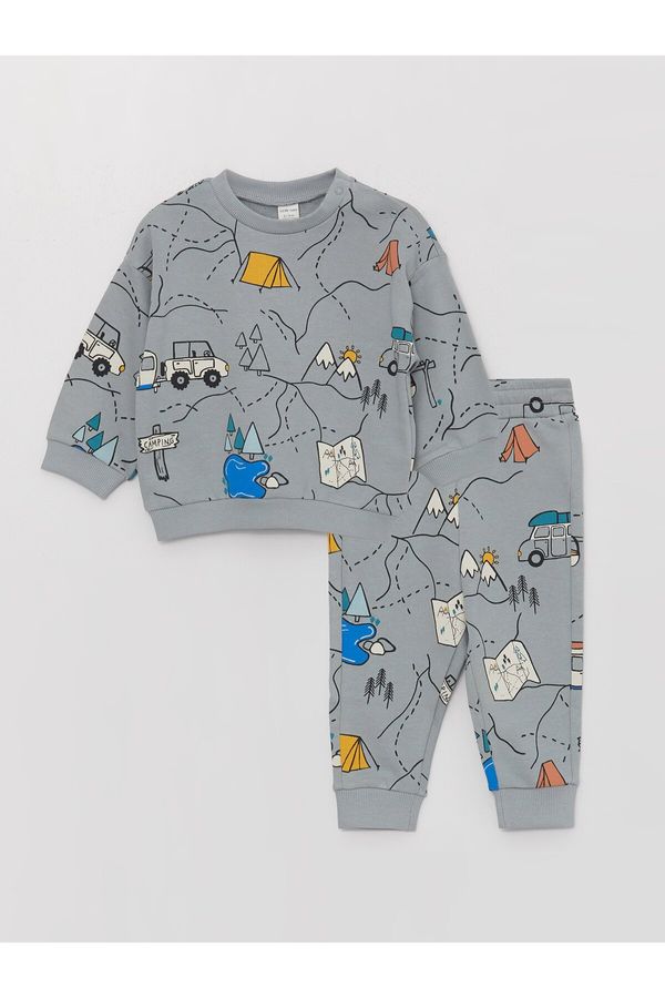 LC Waikiki LC Waikiki Cycling Long Sleeve Printed Baby Boy Sweatshirt and Tracksuit Bottom 2-Set