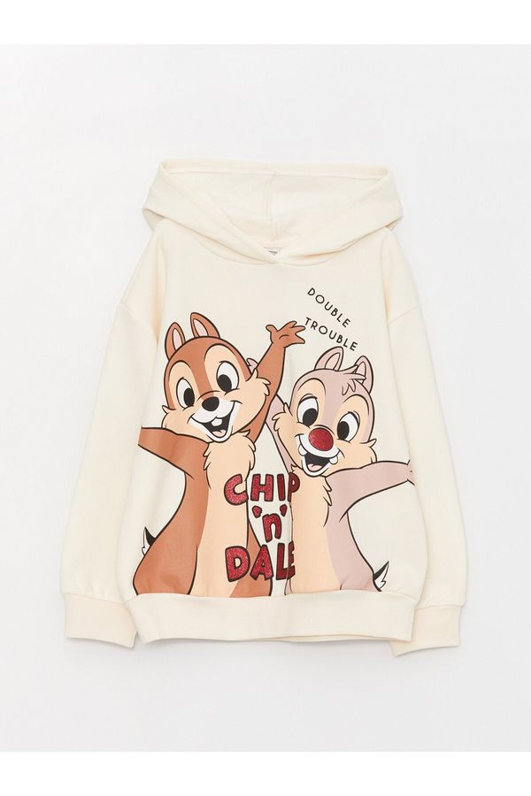 LC Waikiki LC Waikiki Girls' Chip'n Dale Printed Long Sleeve Hoodie