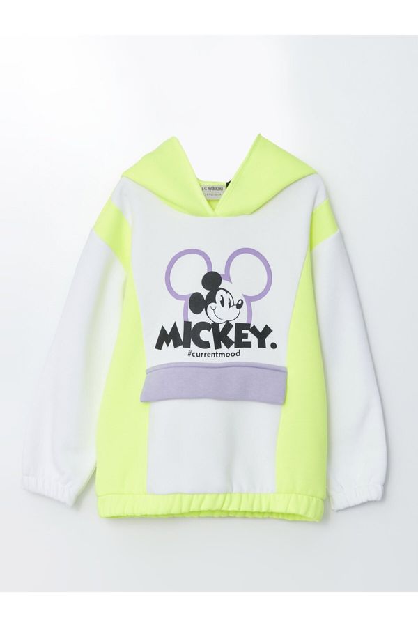 LC Waikiki LC Waikiki Girls Hooded Mickey Mouse Printed Long Sleeve Sweatshirt