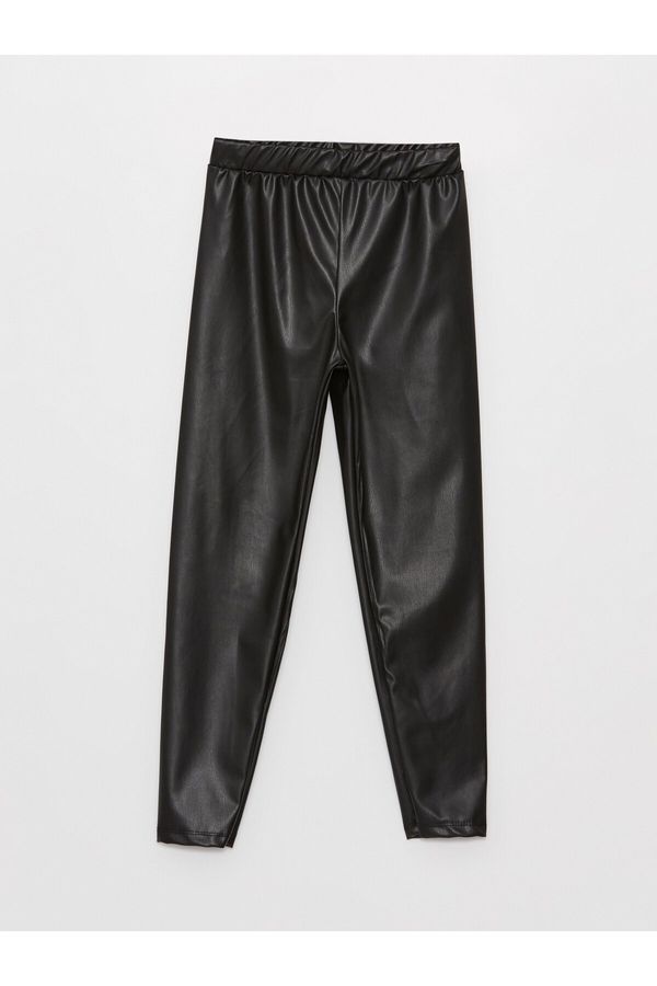 LC Waikiki LC Waikiki Girls' Leather-Look Pants with Elastic Waist.