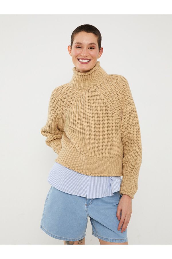 LC Waikiki LC Waikiki Half Turtleneck Plain Long Sleeve Oversize Women's Knitwear Sweater