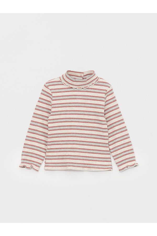 LC Waikiki LC Waikiki Half Turtleneck Striped Soft Textured Baby Girl T-Shirt