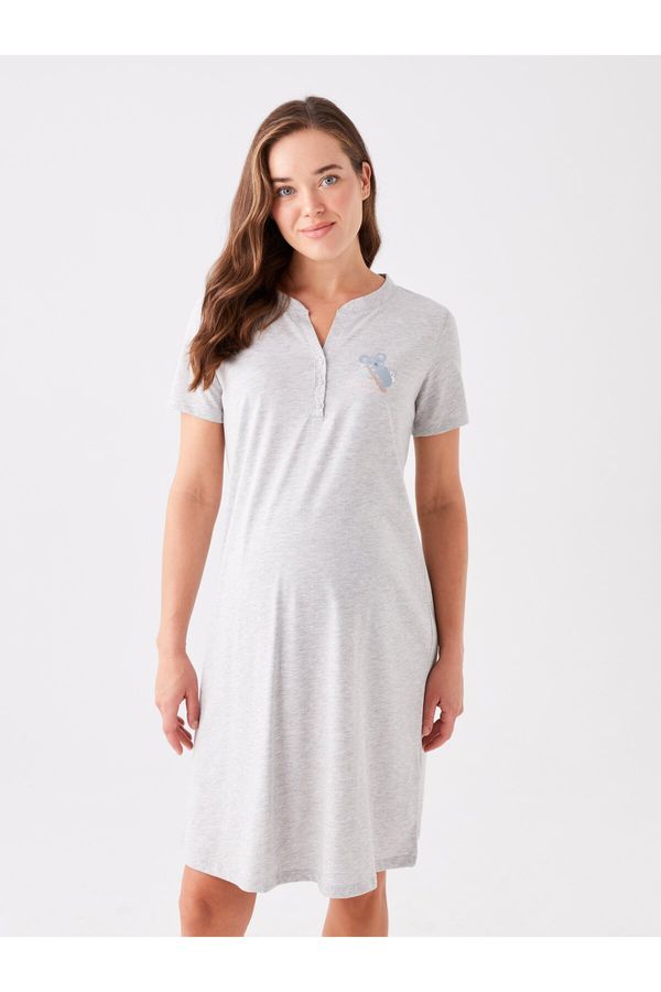 LC Waikiki LC Waikiki High Neck Printed Short Sleeve Maternity Nightgown