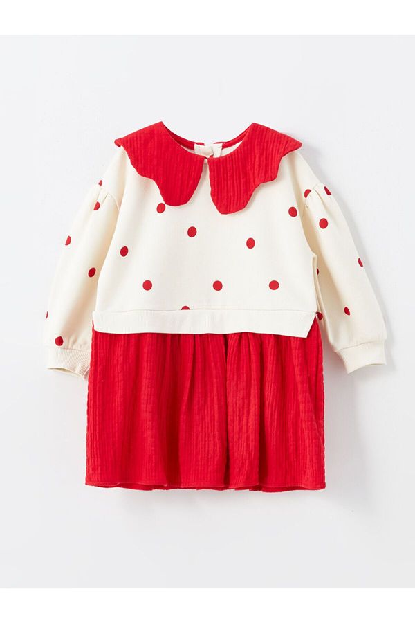 LC Waikiki LC Waikiki LCW Baby Collar Long Sleeve Polka Dot Baby Girl Dress