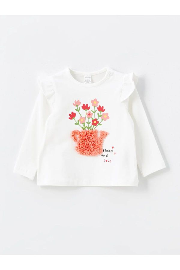 LC Waikiki LC Waikiki LCW baby Crew Neck Long Sleeve Floral Baby Girl T-Shirt