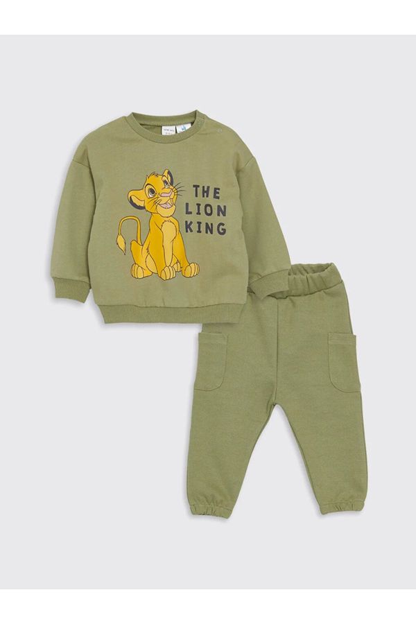 LC Waikiki LC Waikiki LCW baby Crew Neck Long Sleeve Lion King Printed Baby Boy Sweatshirt and Tracksuit Bottom 2-Piece Set