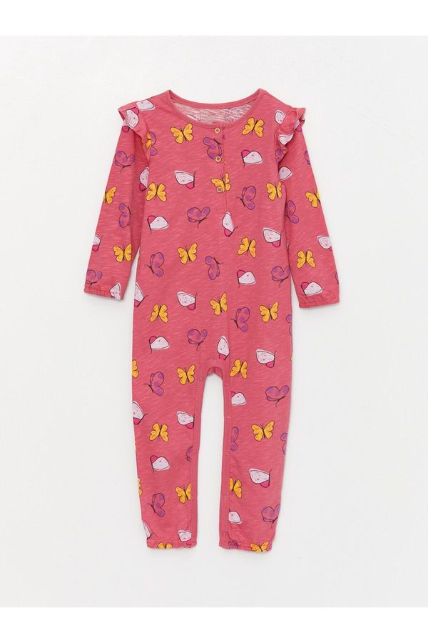 LC Waikiki LC Waikiki LCW baby Crew Neck Patterned Baby Girl Jumpsuit