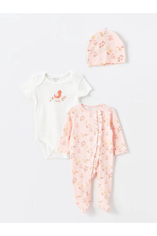 LC Waikiki LC Waikiki LCW baby Pink Printed Crew Neck Baby Girl Hospital Set