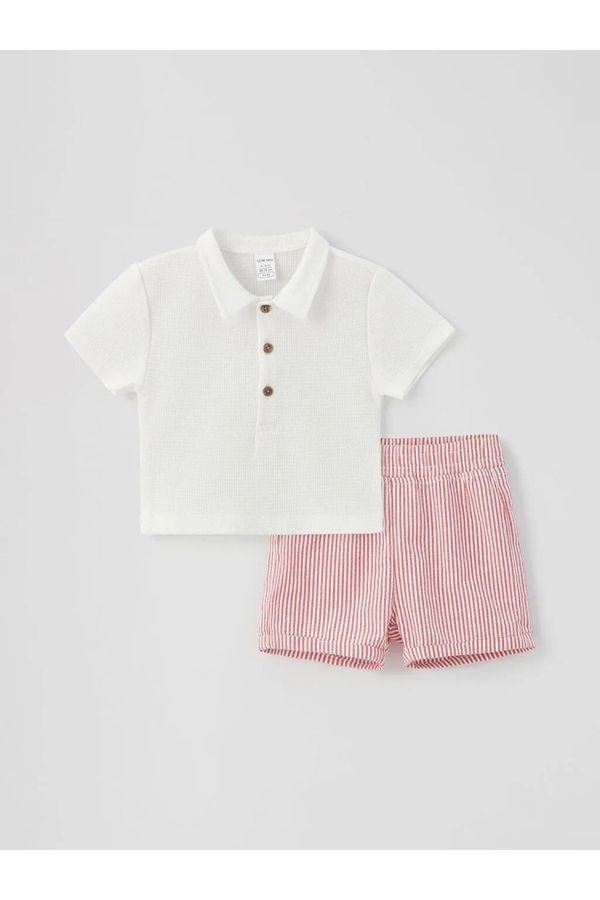 LC Waikiki LC Waikiki Lcw Baby Polo Collar Short Sleeved Baby Boy T-Shirt And Shorts 2-Set