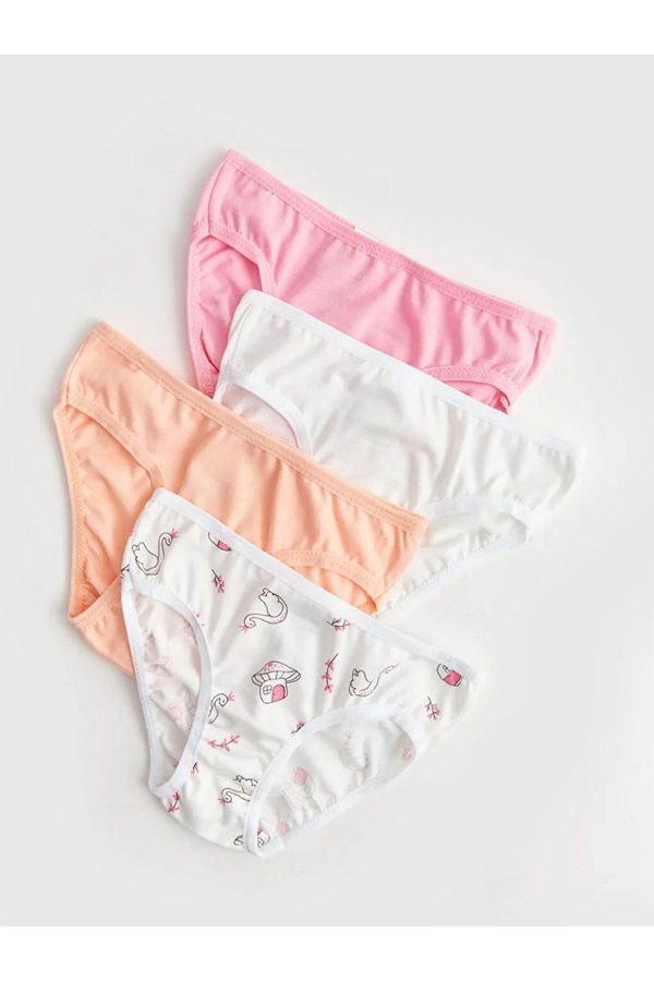 LC Waikiki LC Waikiki LCW Baby Printed Cotton Baby Girl Panties 4-Piece