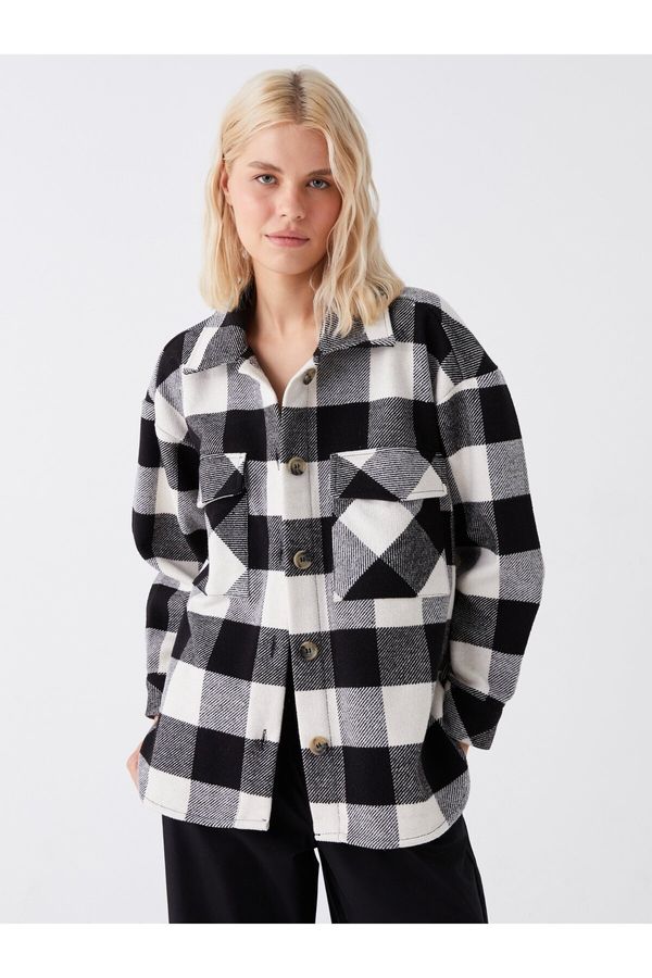 LC Waikiki LC Waikiki LCW Casual Plaid Long Sleeve Oversize Women's Shirt Jacket