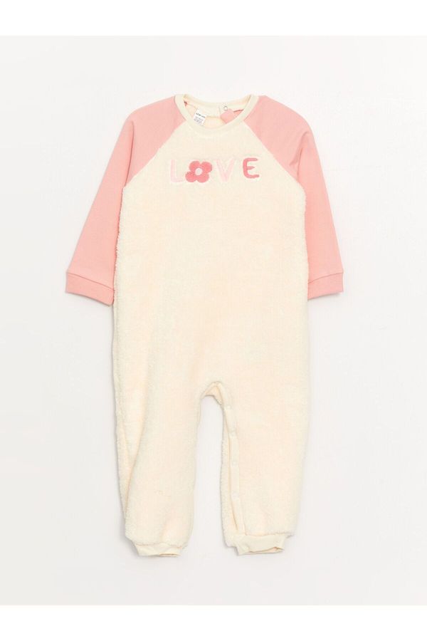 LC Waikiki LC Waikiki Lcw Crew Neck Long Sleeve Plush Baby Girl Jumpsuit