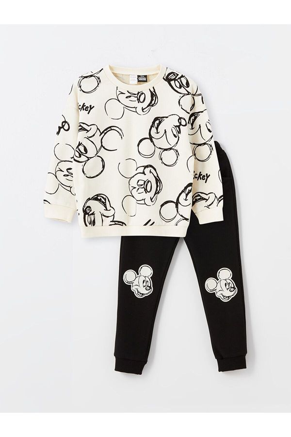 LC Waikiki LC Waikiki Lcw Crew Neck Mickey Mouse Printed Baby Boy Sweatshirt and Tracksuit Bottom 2-Piece Set