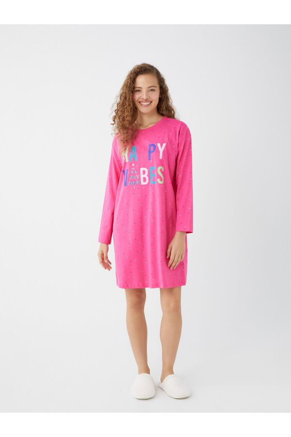 LC Waikiki LC Waikiki LCW DREAM Women's Crew Neck Printed Long Sleeve Women's Nightgown