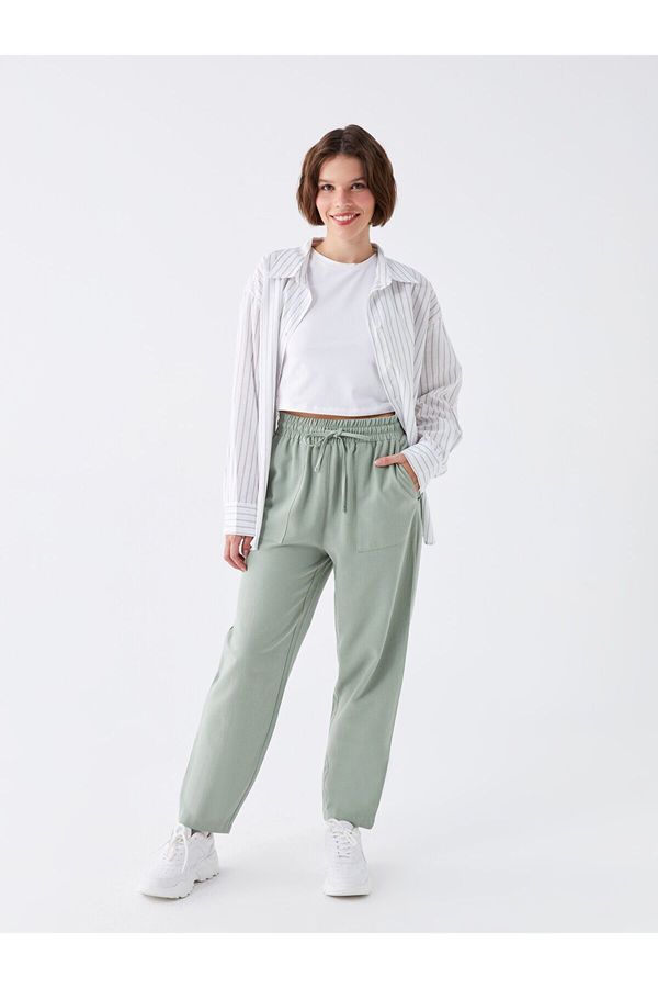 LC Waikiki LC Waikiki Lcw Elastic Waist Plain Linen Blend Women's Trousers