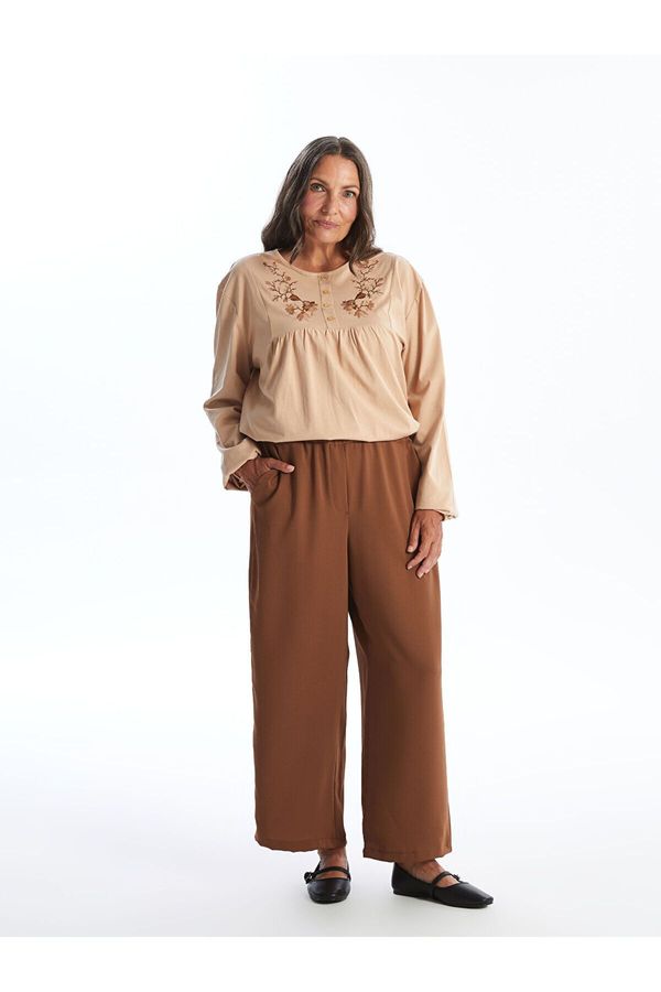 LC Waikiki LC Waikiki Lcw Elastic Waist Straight Wide Leg Women's Trousers