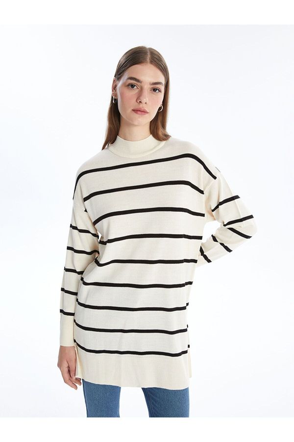 LC Waikiki LC Waikiki Lcw Half Turtleneck Striped Long Sleeve Women's Knitwear Tunic