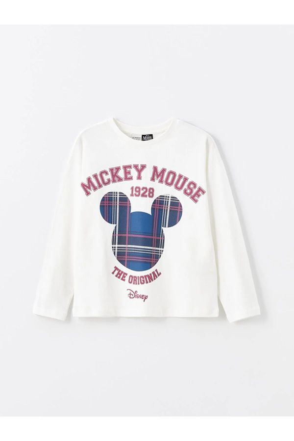 LC Waikiki LC Waikiki LCW Kids Crew Neck Mickey Mouse Printed Long Sleeve Girls T-Shirt