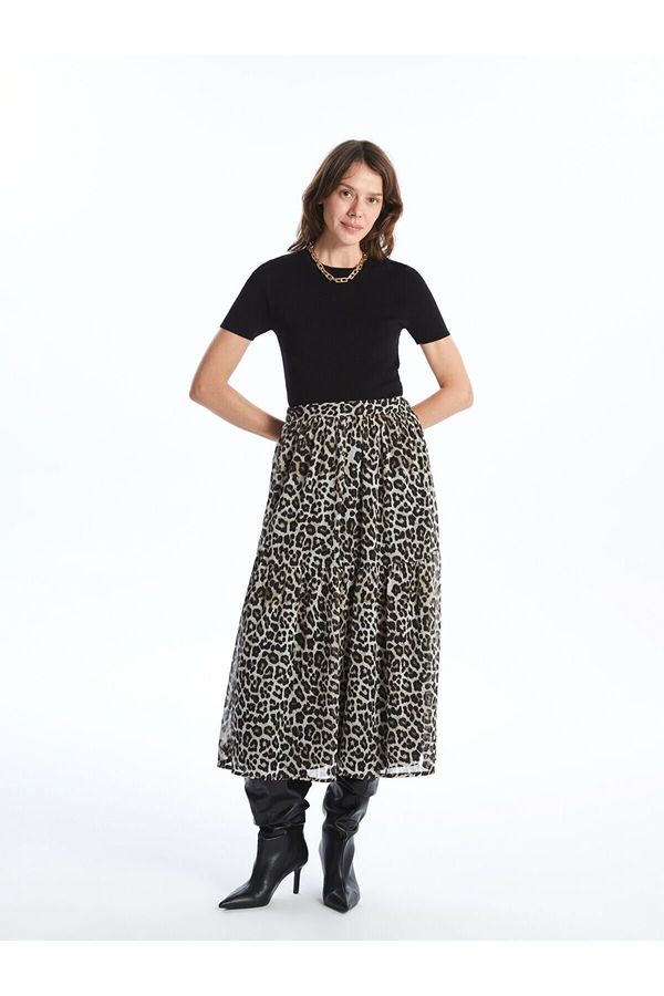 LC Waikiki LC Waikiki Lcw Leopard Patterned Women's Skirt with Elastic Waist