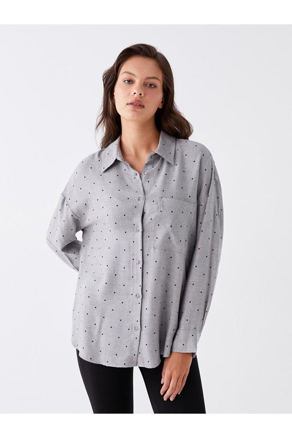 LC Waikiki LC Waikiki LCW Vision Polka Dot Long Sleeve Oversize Women's Shirt