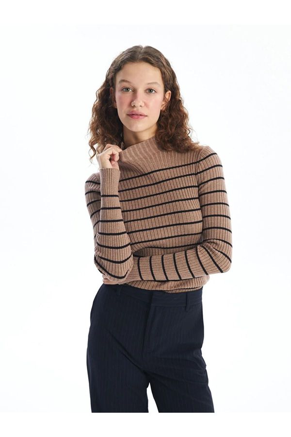 LC Waikiki LC Waikiki LCW Vision Women's Half Turtleneck Striped Long Sleeve Knitwear Sweater