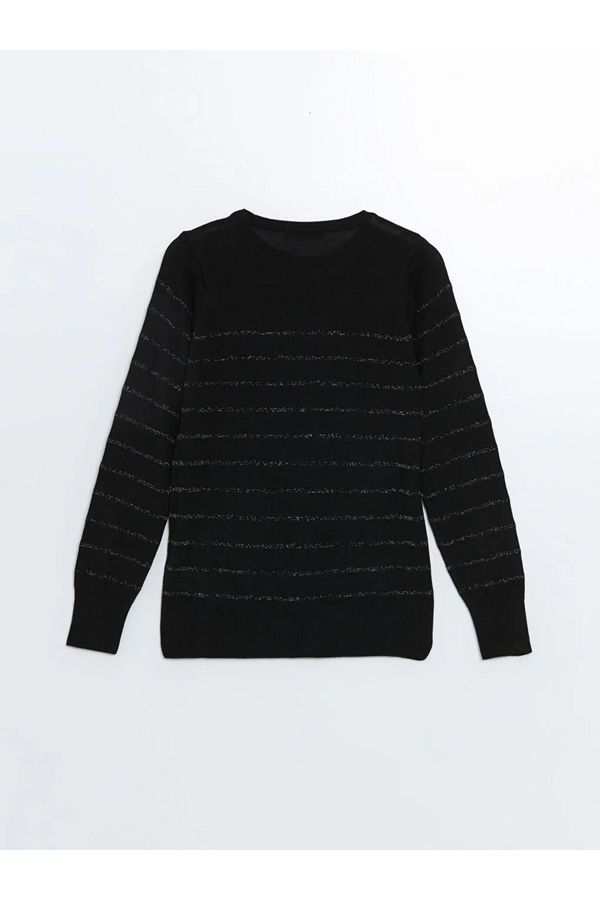 LC Waikiki LC Waikiki LCWAIKIKI Basic Black Striped Crew Neck Striped Women's Knitwear Sweater