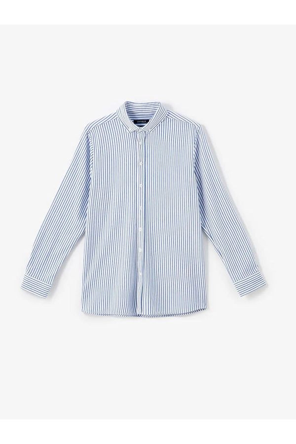 LC Waikiki LC Waikiki LCWAIKIKI Classic Indigo Striped Slim Fit Long Sleeve Striped Oxford Men's Shirt