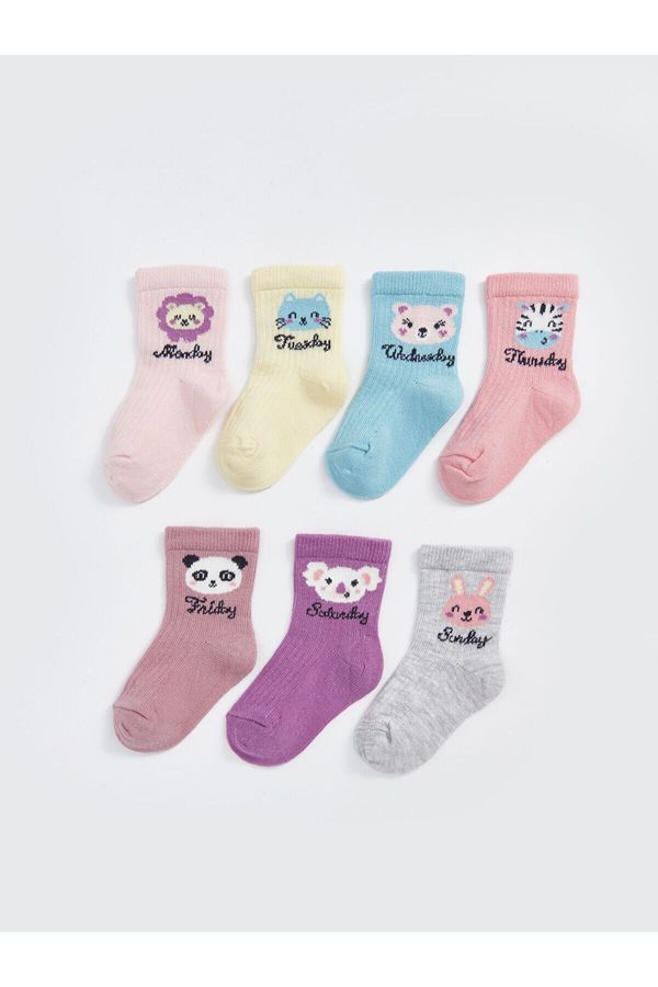 LC Waikiki LC Waikiki Lcwk Printed Baby Girl Socks Pack of 7