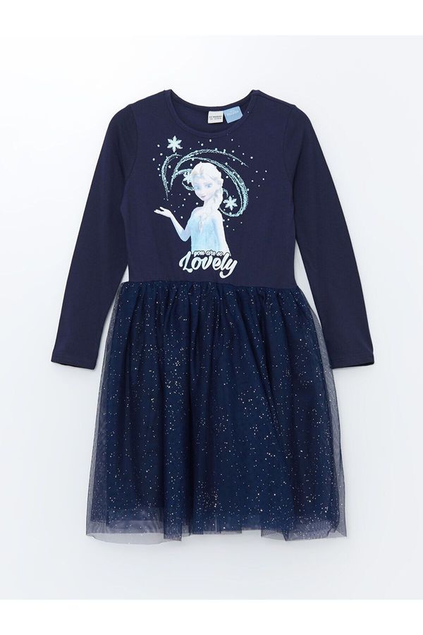 LC Waikiki LC Waikiki Lw - Crew Neck Elsa Printed Long Sleeve Girl's Dress