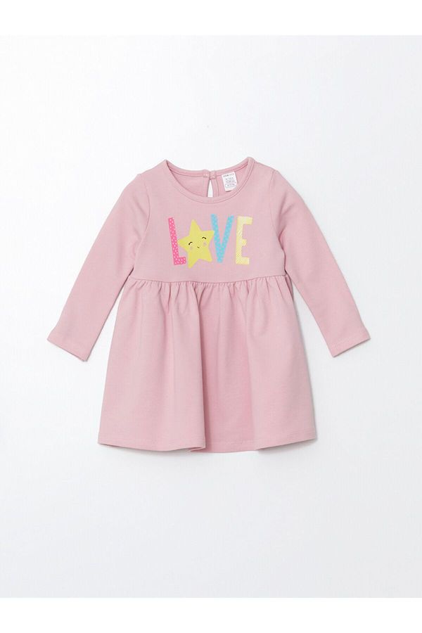 LC Waikiki LC Waikiki Lw - Crew Neck Long Sleeve Printed Baby Girl Dress