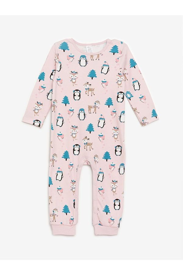 LC Waikiki LC Waikiki Lw - Crew Neck Long Sleeve Printed Baby Girl Jumpsuit