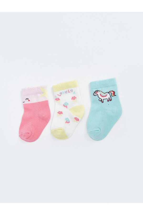 LC Waikiki LC Waikiki Lw - Printed Baby Girl Socks 3-Piece