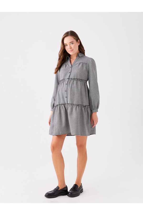 LC Waikiki LC Waikiki Maternity Patterned Long Sleeve Maternity Shirt Dress