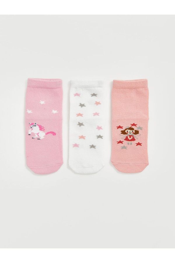 LC Waikiki LC Waikiki Printed Baby Girl Sock Socks 3-Piece