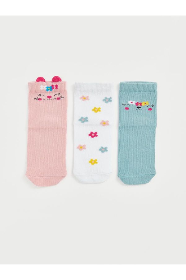 LC Waikiki LC Waikiki Printed Baby Girl Sock Socks 3-Piece