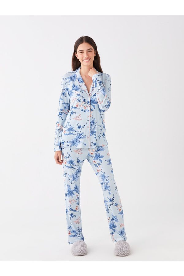 LC Waikiki LC Waikiki Shirt Collar Floral Long Sleeve Women's Pajama Set