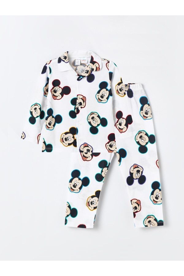 LC Waikiki LC Waikiki Shirt Collar Long Sleeve Mickey Mouse Printed Baby Boy Pajamas Suit