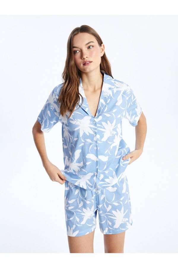 LC Waikiki LC Waikiki Shirt Collar Patterned Short Sleeve Women's Shorts Pajamas Set