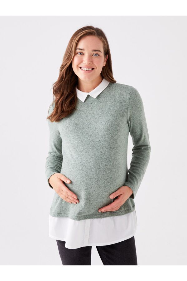 LC Waikiki LC Waikiki Shirt Collar Plain Long Sleeve Maternity T-Shirt