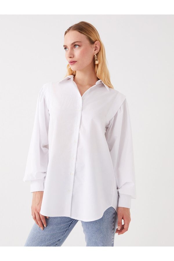 LC Waikiki LC Waikiki Shirt Collar Plain Long Sleeve Oversize Poplin Women's Tunic