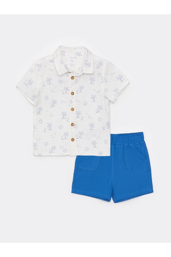 LC Waikiki LC Waikiki Short Sleeve Patterned Baby Boy Shirt And Shorts 2-Set