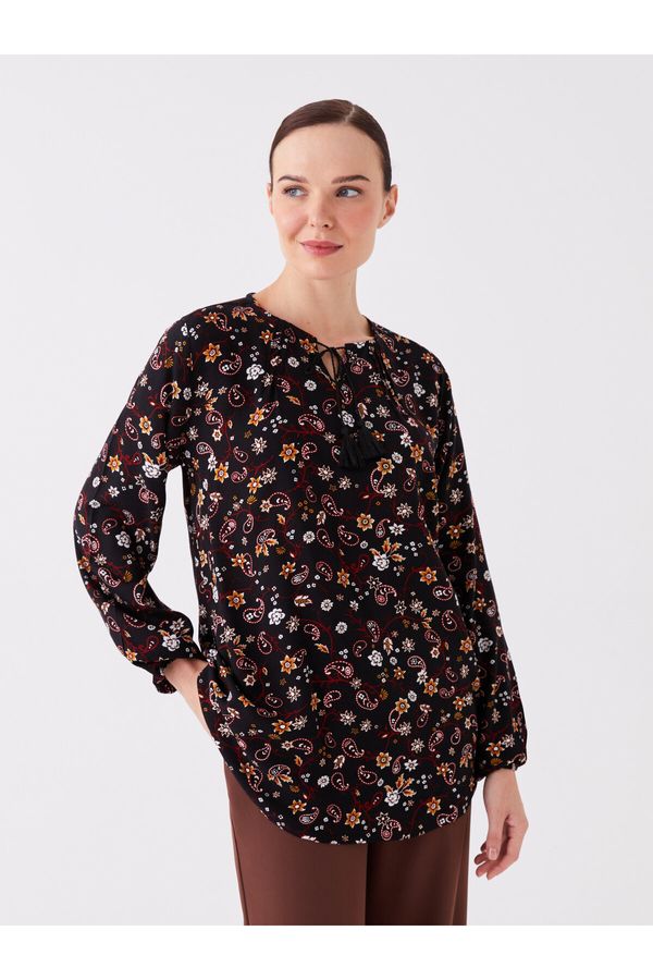 LC Waikiki LC Waikiki Tie-Up Collar Floral Long Sleeve Women's Blouse