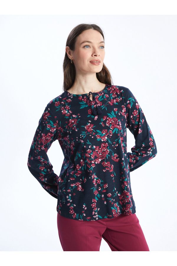 LC Waikiki LC Waikiki Tie-Up Collar Floral Long Sleeve Women's Blouse