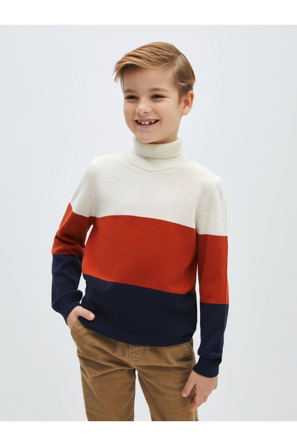 LC Waikiki LC Waikiki Turtleneck Color Block Long Sleeve Boy's Knitwear Sweater